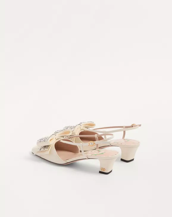 Valentino Bowow Slingback Pumps In Kidskin With Mirrors And Crystals 45Mm - Image 4